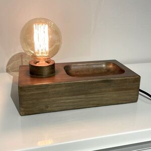 New Retro Table Lamp & Coin Holder With Two Different Edison Shaped Bulbs